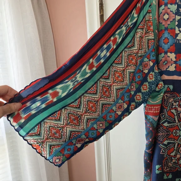 JOHNNY WAS 100% Silk Floral Tunic 2X Boho - Picture 4 of 6